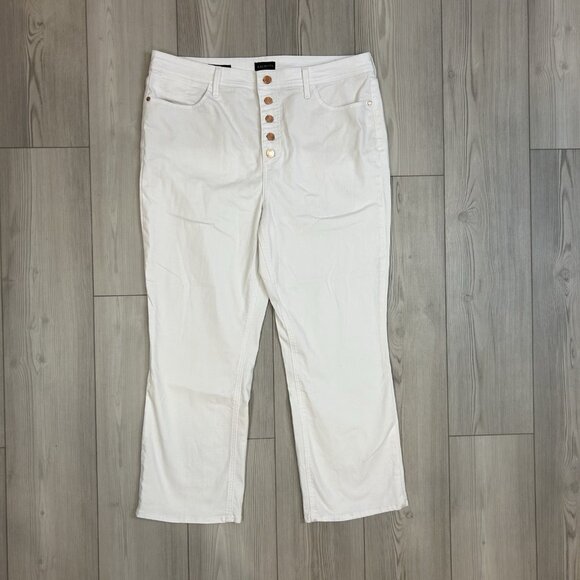 Talbots Demi Boot Ankle Jeans White Size 16 Button Fly Front - Picture 1 of 9